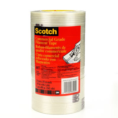 Scotch Filament Tape 897 Clear, 24 mm x 55 m, 9 per inner 36 per case Bulk
