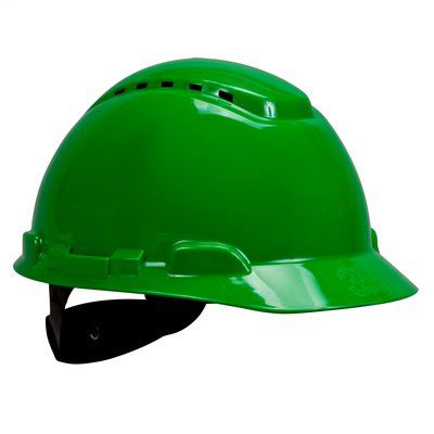 3M Hard Hat H-704V, Vented Green 4-Point Ratchet Suspension, 20 EA/Case