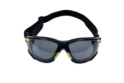 3M Solus Protective Eyewear 1000 Series, S1202SGAF-SKT, Foam, Strap, Green/Black, Scotchgard Anti-fog Lens, 20EA/Case