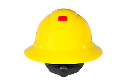 3M Full Brim Hard Hat H-802R-UV, Yellow 4-Point Ratchet Suspension, with Uvicator, 20 EA/Case