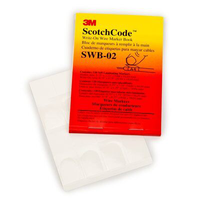 3M ScotchCode Write-On Wire Marker Book SWB-02, 0.75 in x 1.75 in, 5/Case