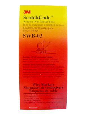 3M ScotchCode Write-On Wire Marker Book SWB-03, 1 in x 2.85 in, 5/Case