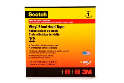 Scotch Heavy Duty Vinyl Electrical Tape 22-3/4"X36YD, 3/4 in x 36 yd (19 mm x 32,9 m), 48 per case