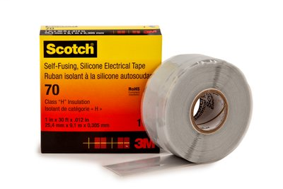 Product image for 3M 70 1" x 30ft Scotch® Self-Fusing Silicone Rubber Electrical Tape, Sky Blue Gray