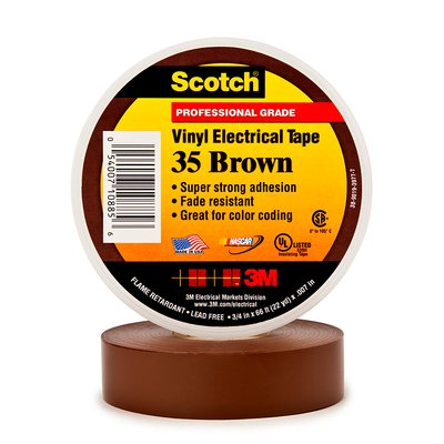 Scotch Vinyl Electrical Color Coding Tape 35-Brown-3/4, 3/4 in x 66 ft (19 mm x 20,1 m), 100 per case