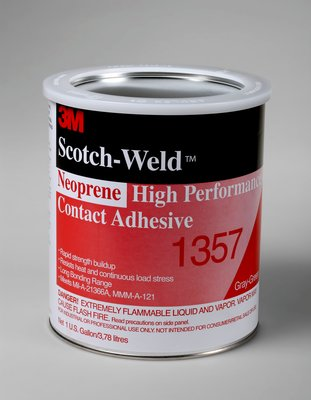 3M Neoprene High Performance Contact Adhesive 1357 Gray-Green, 1 Quart, 12 per case