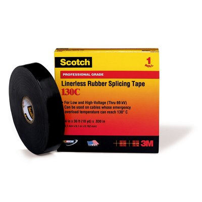 Scotch Linerless Rubber Splicing Tape 130C-1-1/2x30FT, 1 1/2 in x 30 ft (38 mm x 9,1 m), 12 per case