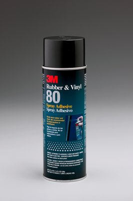 3M Rubber And Vinyl 80 Spray Adhesive Yellow, Net Wt 19 oz, 6 cans per case