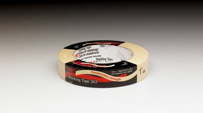 3M General Purpose Masking Tape 203 Beige, 24 mm x 55 m 4.7 mil, 36 per case Individually Wrapped