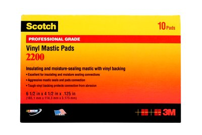 Scotch Vinyl Mastic Pad 2200-6-1/2x4-1/2, 125 Mil, 6-1/2 in x 4-1/2 in (165 mm x 114 mm), 50 per case
