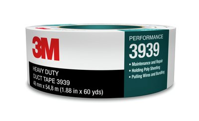 3M Heavy Duty Duct Tape 3939 Silver, 24 mm x 54.8 m 9.0 mil, 36 per case Bulk