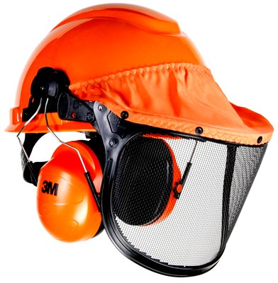 3M LumberJack Hard Hat System H-706PFK, Pinlock Suspension, Mesh Visor, Ear Muffs, 1 ea/case