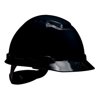 3M Hard Hat H-712V, Black, 4-Point Ratchet Suspension, Vented, 20ea/cs