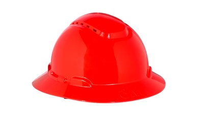 3M Full Brim Hard Hat H-805V, Red 4-Point Ratchet Suspension, Vented, 20ea/cs