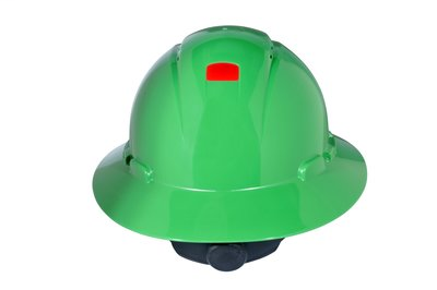 3M Full Brim Hard Hat H-804V-UV, Green 4-Point Ratchet Suspension, Vented,with Uvicator, 20ea/cs