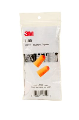 3M 1100 Uncorded Foam Earplugs in Vending Pack VP1100, 5 pair/pack, 100 packs/case