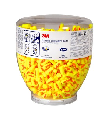 3M E-A-Rsoft Yellow Neon Blast One Touch Dispenser Refill 391-1010, Regular Size 2000 PR/Case