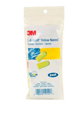 3M E-A-R E-A-Rsoft Yellow Neons Corded Earplugs in Vending Pack VP311-1250, 5 pair/pack, 100 packs/case