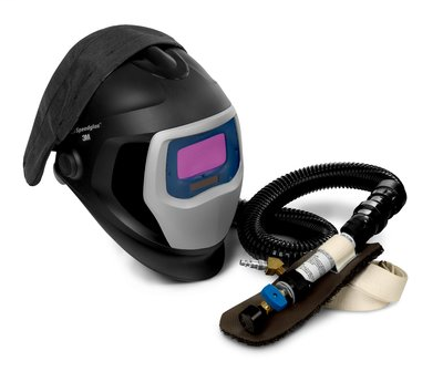 3M Speedglas Fresh-Air III Supplied Air System with V-200 Vortemp Air-Heating valve and 3M Speedglas Welding Helmet 9100-Air, 25-5802-10SW, with SideWindows and Auto-Darkening Filter 9100V, Shades 5, 8-13, 1/Case