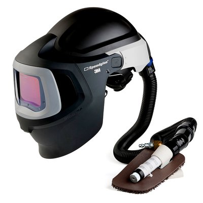 3M Speedglas Fresh-Air III Supplied Air System with V-100 Vortex Air-Cooling Valve and 3M Speedglas Welding Helmet 9100 MP, 27-5702-30SW, with Hard Hat, SideWindows and Auto-Darkening Filter 9100XX, Shades 5, 8-13, 1/Case