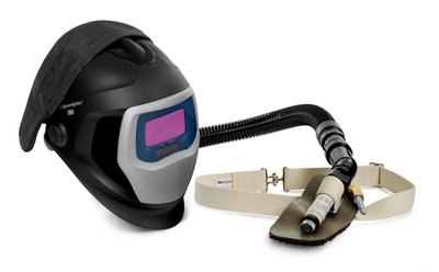 3M Speedglas Fresh-Air III Supplied Air System with V-100 Vortex Air-Cooling valve and 3M Speedglas Welding Helmet 9100-Air, 25-5702-10SW, with SideWindows and Auto-Darkening Filter 9100V, Shades 5, 8-13, 1/Case