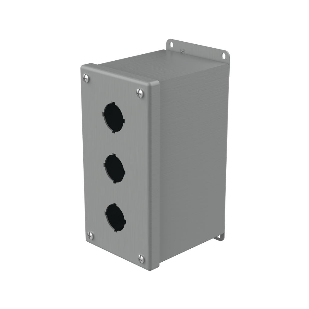 Product image for Hoffman E3PBX Extra-Deep Pushbutton Enclosures, Type 12, 3PB x 30.5mm, Gray, Steel