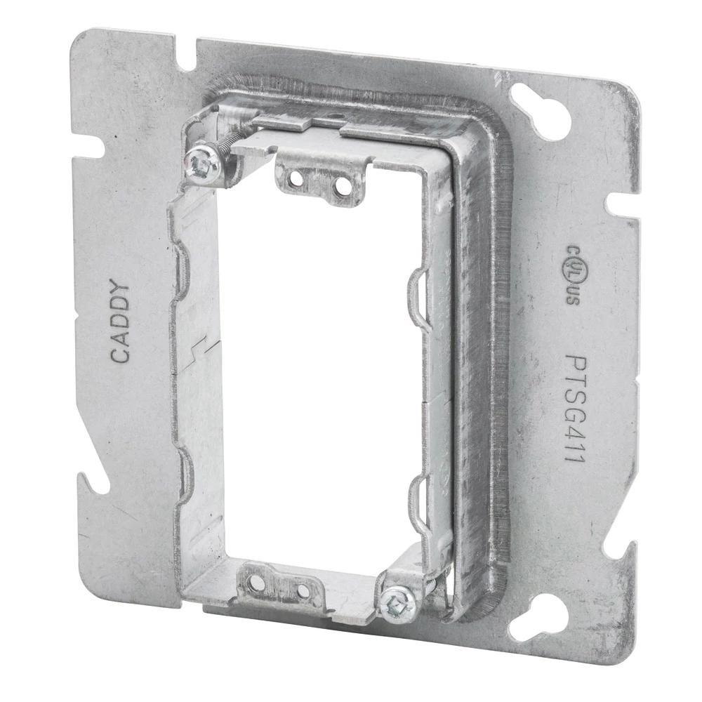 Product image for Caddy PTSG411 Caddy Perfect Trim Adjustable Mud Ring, 4-11/16" Box, 1 Gang, 4.68" x 4.68" x 0.56 lb