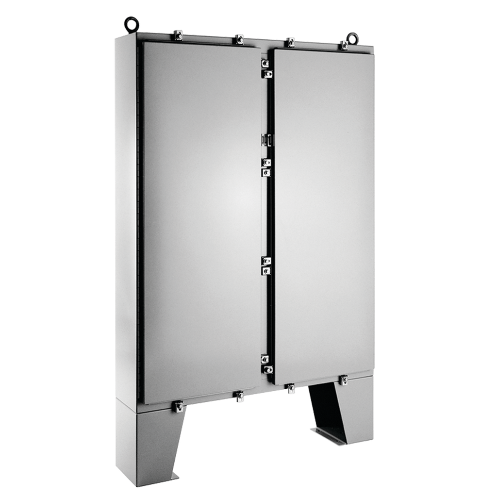 Hoffman A62H48CLP Two-Door with Floor Stands, Type 4, 62.06" x 48.06" x 10.06", Gray, Steel Product image for Hoffman A62H48CLP Two-Door with Floor Stands, Type 4, 62.06" x 48.06" x 10.06", Gray, Steel