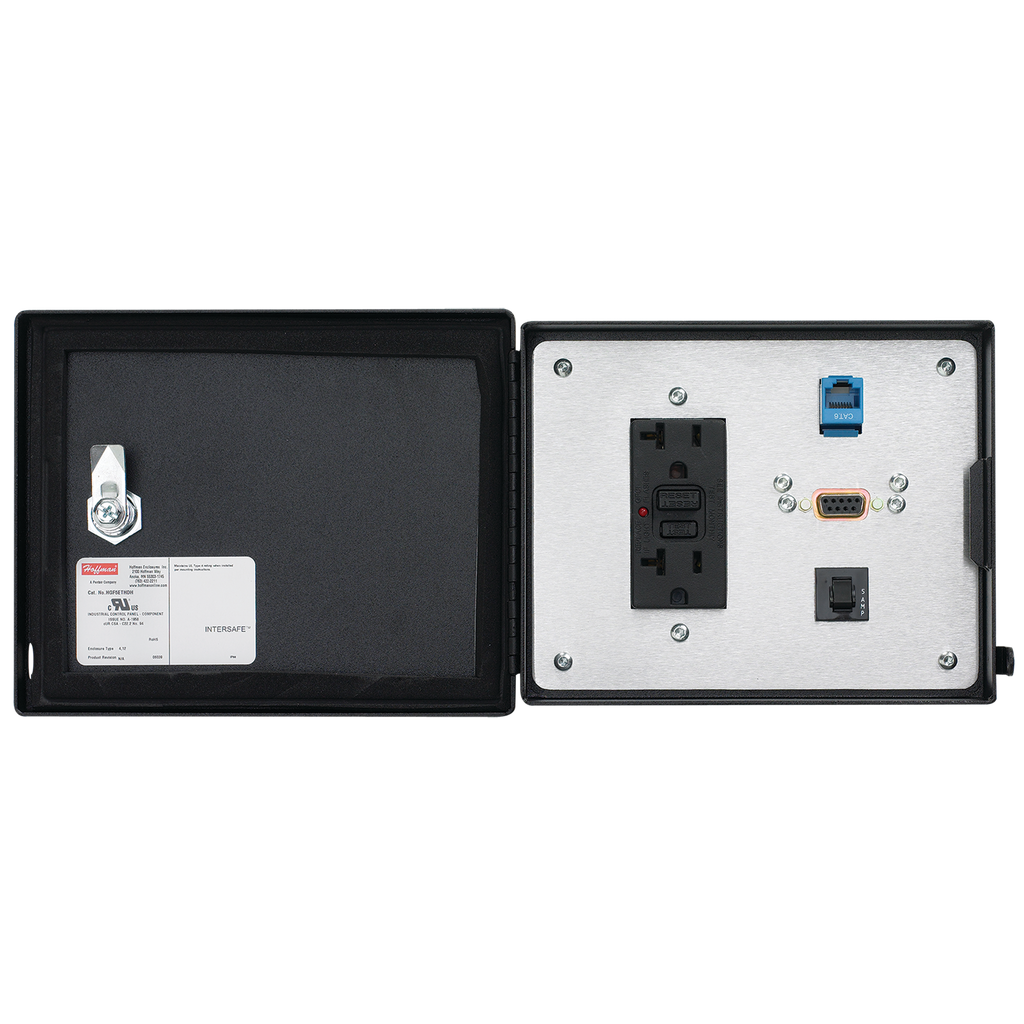 Hoffman HDP5ETHDHSS INTERSAFE Data Interface Ports for DH+, ModBus Plus, Ethernet Protocol, 143x 176x 24mm, SS Type 304 Product image for Hoffman HDP5ETHDHSS INTERSAFE Data Interface Ports for DH+, ModBus Plus, Ethernet Protocol, 143x 176x 24mm, SS Type 304