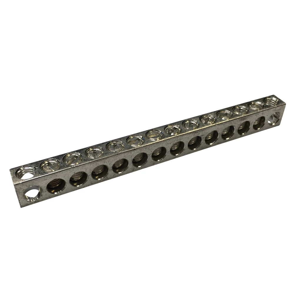 Product image for Erico 568714 Earthing & Neutral Busbar, Tinned Aluminum, 12 Connections