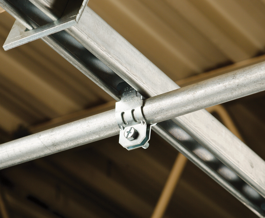 RIGD Single Piece Strut Clamp for Pipe/Rigid Conduit, Steel, EG, 3" Pipe, 3.5" OD