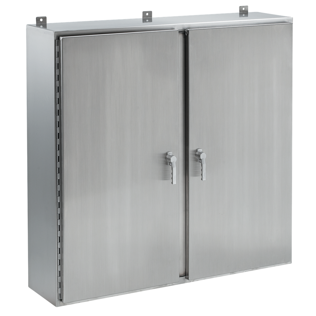 Hoffman A24H4808WFSSLP3PT Continuous Hinge Two-Door with 3-Point Latch, Type 4X, 24" x 48" x 8", SS Type 304 Product image for Hoffman A24H4808WFSSLP3PT Continuous Hinge Two-Door with 3-Point Latch, Type 4X, 24" x 48" x 8", SS Type 304