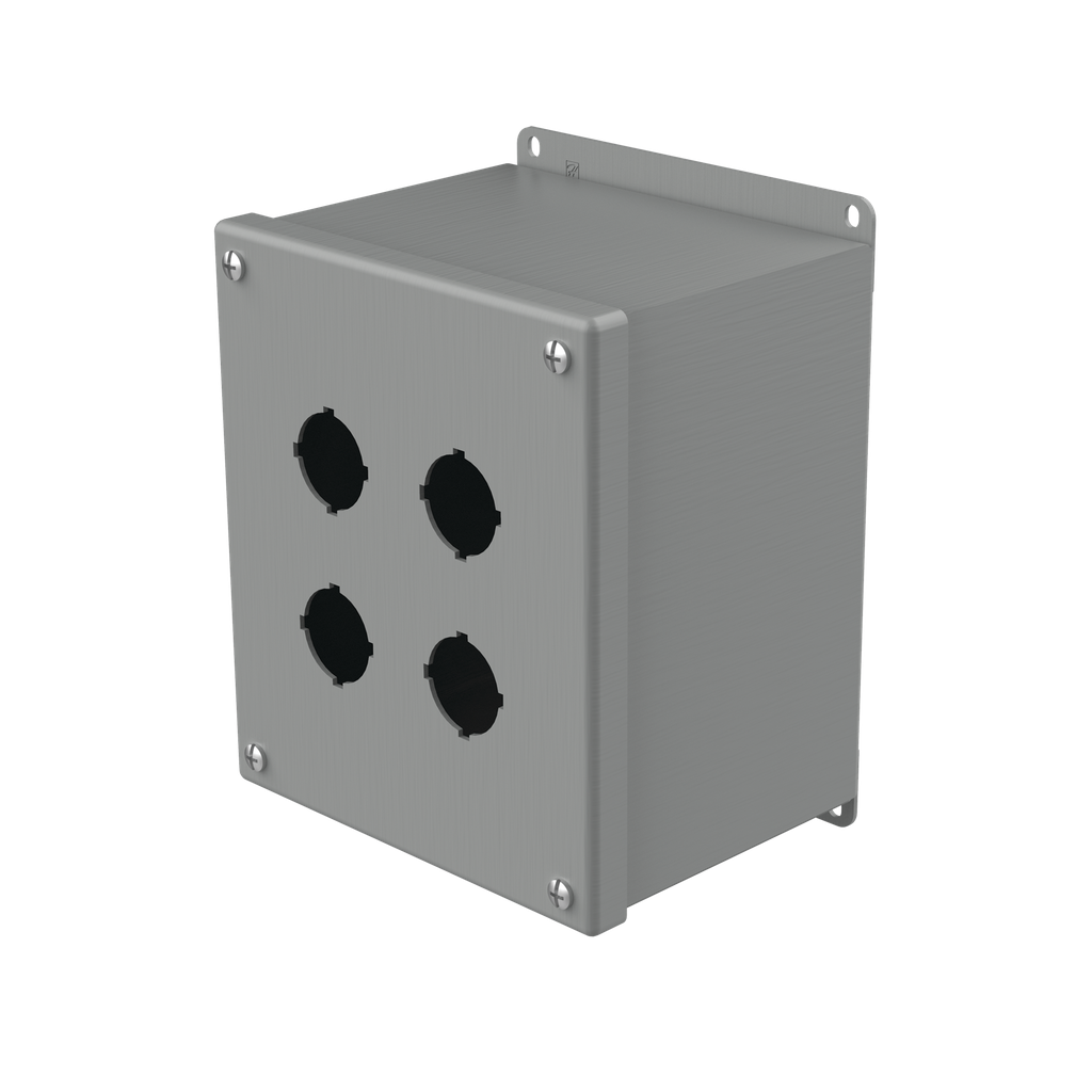 Hoffman E4SPBX Extra-Deep Pushbutton Enclosures, Type 12, 4PB x 30.5mm, Gray, Steel Product image for Hoffman E4SPBX Extra-Deep Pushbutton Enclosures, Type 12, 4PB x 30.5mm, Gray, Steel