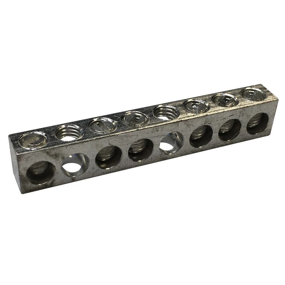 Product image for Erico 568712 Earthing & Neutral Busbar, Tinned Aluminum, 6 Connections