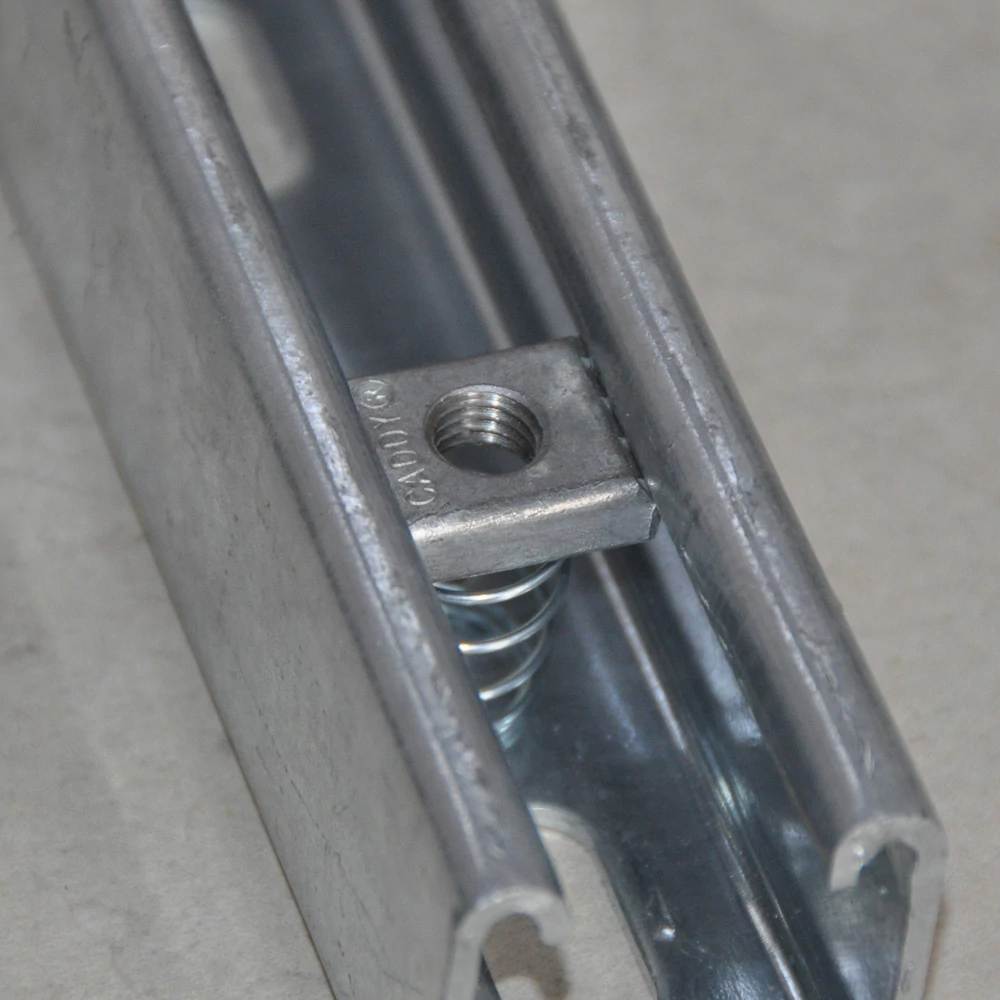 Strut Nut with Spring, Channel Type A, Steel, EG, 3/8" Rod