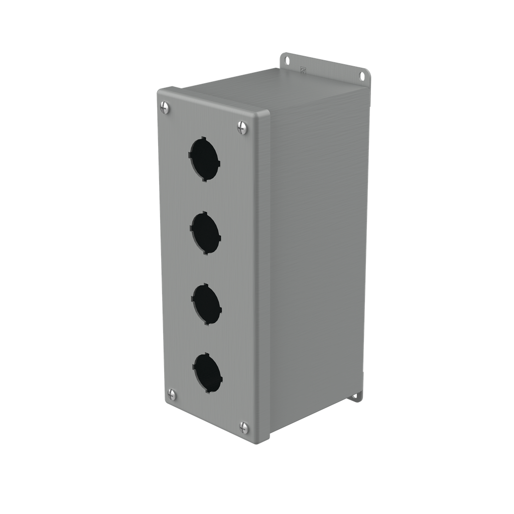 Product image for Hoffman E4PBX Extra-Deep Pushbutton Enclosures, Type 12, 4PB x 30.5mm, Gray, Steel