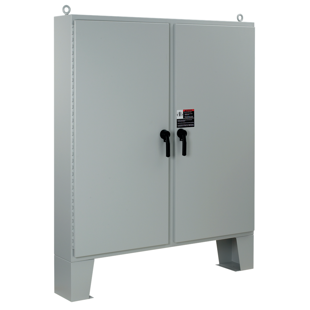 Hoffman A62H6012LP3PT Two-Door with 3-Point Latches and Floor Stands, Type 4, 62.06" x 60.06" x 12.06", Gray, Steel Product image for Hoffman A62H6012LP3PT Two-Door with 3-Point Latches and Floor Stands, Type 4, 62.06" x 60.06" x 12.06", Gray, Steel
