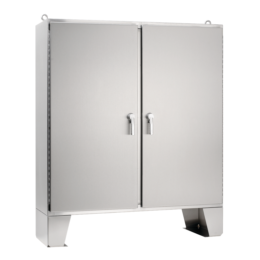 Hoffman A74H6018SSLP3PT Two-Door with 3-Point Latches, Type 4X, 74.06"2 x 60.06"2 x 18.06"2, Stainless Steel Product image for Hoffman A74H6018SSLP3PT Two-Door with 3-Point Latches, Type 4X, 74.06"2 x 60.06"2 x 18.06"2, Stainless Steel