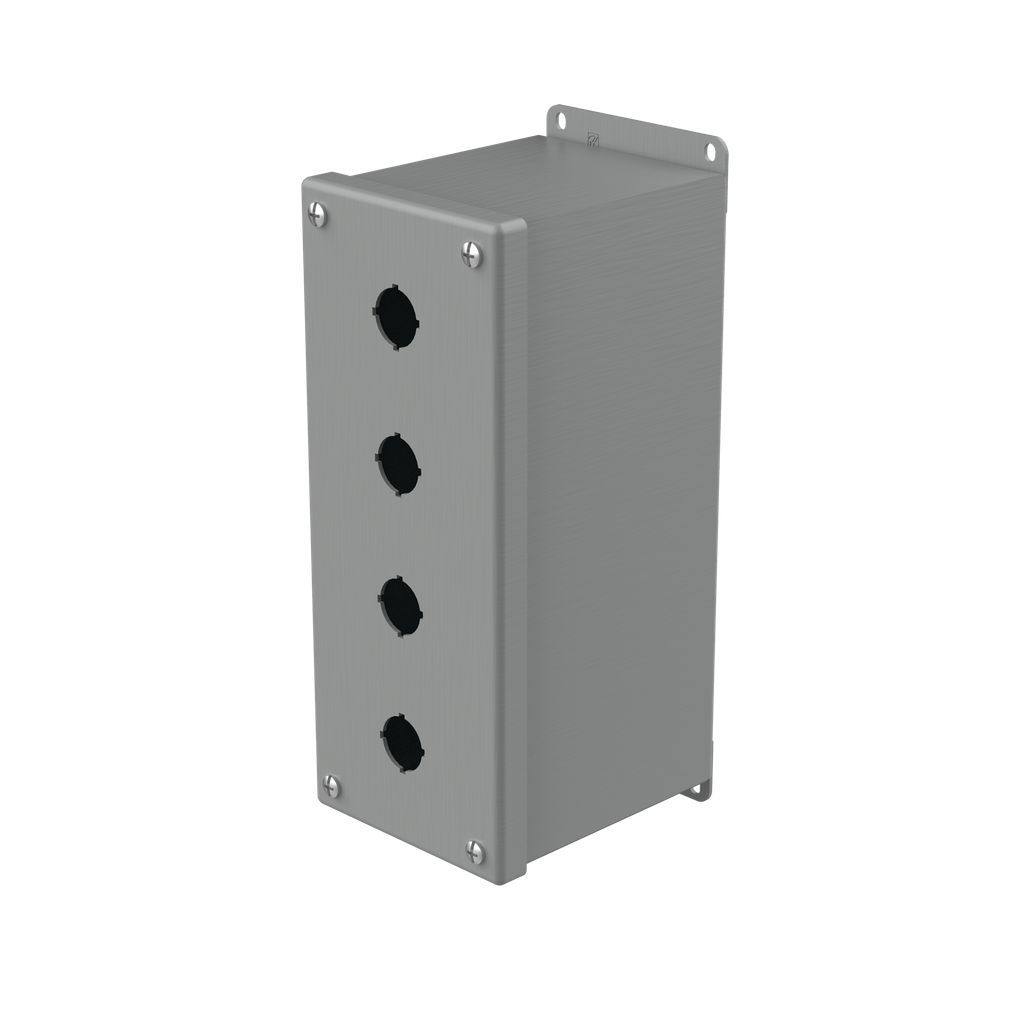 Hoffman E4PBXM Extra-Deep Pushbutton Enclosures, Type 12, 4PB x 22.5mm, Gray, Steel Product image for Hoffman E4PBXM Extra-Deep Pushbutton Enclosures, Type 12, 4PB x 22.5mm, Gray, Steel