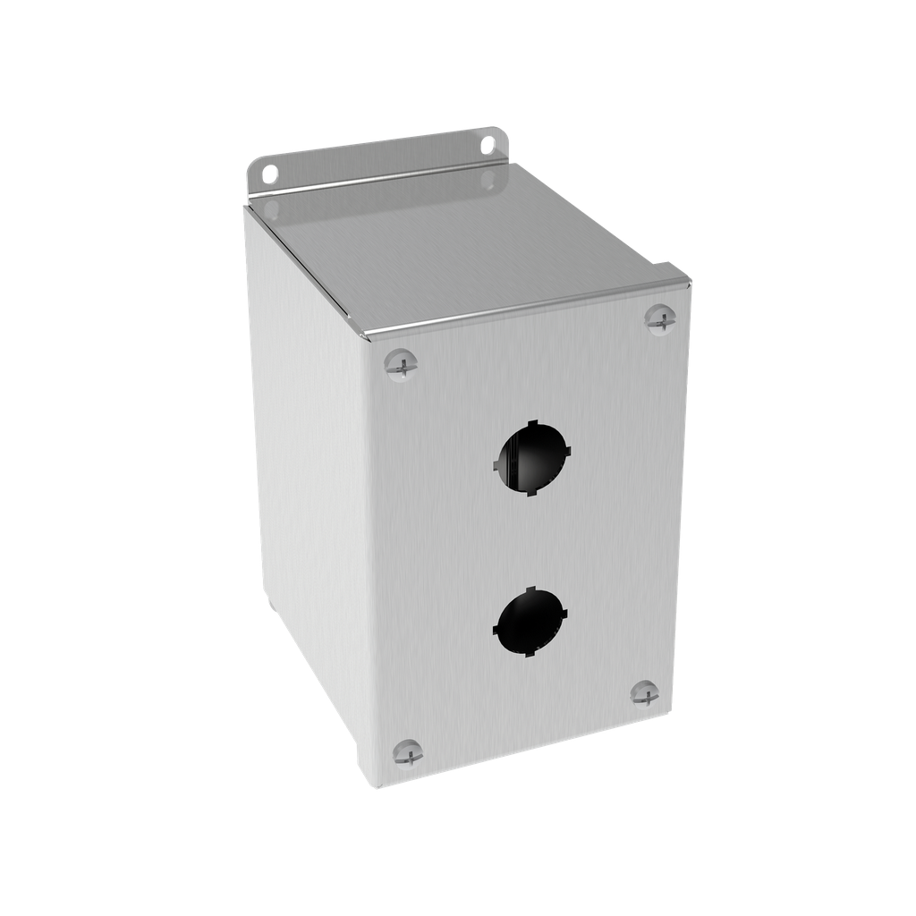 Product image for Hoffman E2PBGXSS Extra-Deep 22.5-mm Pushbutton Enclosures, Type 4X, 2PB x 22.5mm, SS Type 304