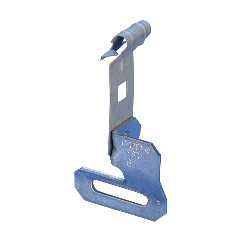 Product image for Erico MSRAF14 AF-MSR 90? Strap Hanger with Z Purlin Clip, 1/16" 1/4" Flange, 1 1/4" Max Strap