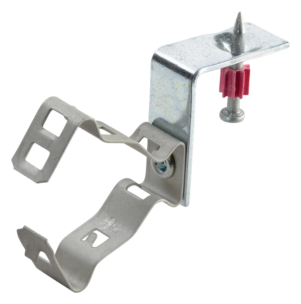 Product image for Caddy 6MSF Snap Close Conduit/Pipe Clamp with Shot-Fire Bracket, 3/8" Flexible, 14-2 to 12-3 MC/AC