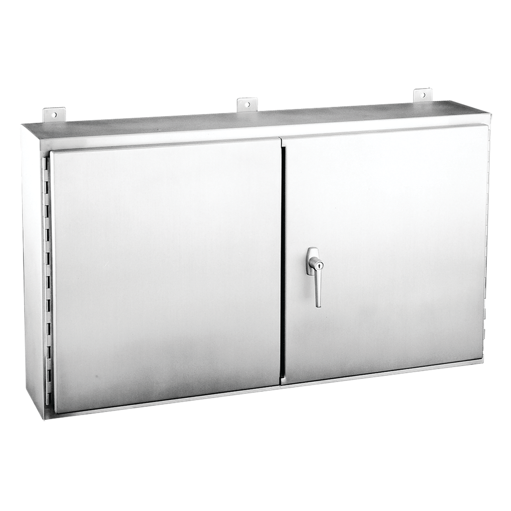 Hoffman A424212WFSSLP Continuous Hinge Two-Door with 3-Point Latch, Type 12, 42" x 42" x 12", SS Type 304 Product image for Hoffman A424212WFSSLP Continuous Hinge Two-Door with 3-Point Latch, Type 12, 42" x 42" x 12", SS Type 304