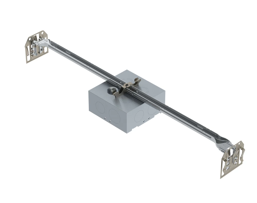 Product image for Erico STP1 512SAT T-Grid Box Hanger Assembly, 2 1/8" Box Depth, 4 11/16" Box, w/Ground
