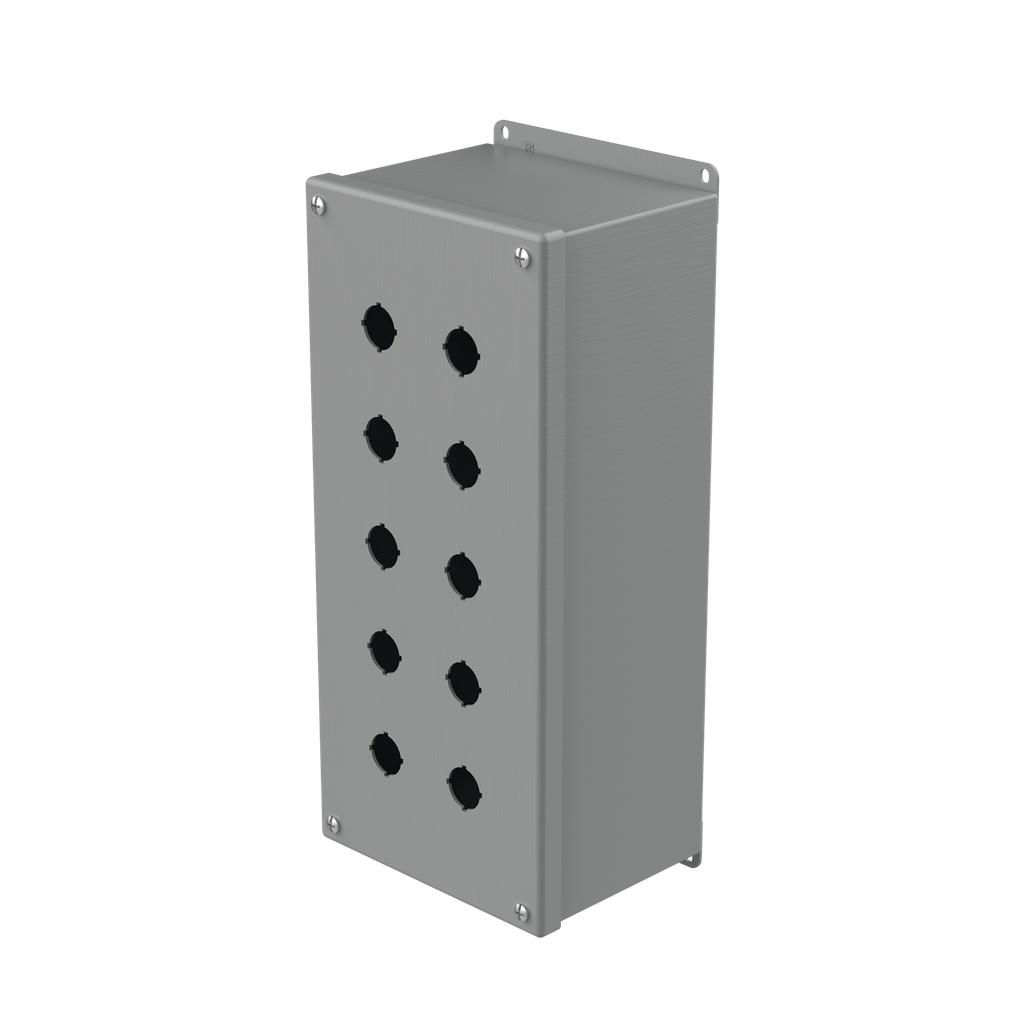 Product image for Hoffman E10PBXM Extra-Deep Pushbutton Enclosures, Type 12, 10PB x 22.5mm, Gray, Steel