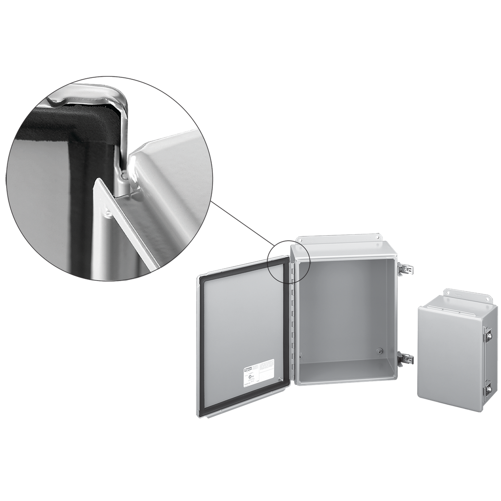 Hoffman A1614CHFTC Continuous Hinge with Flange Trough Collar, Type 12, 16" x 14" x 6.54, Gray, Steel Product image for Hoffman A1614CHFTC Continuous Hinge with Flange Trough Collar, Type 12, 16" x 14" x 6.54, Gray, Steel