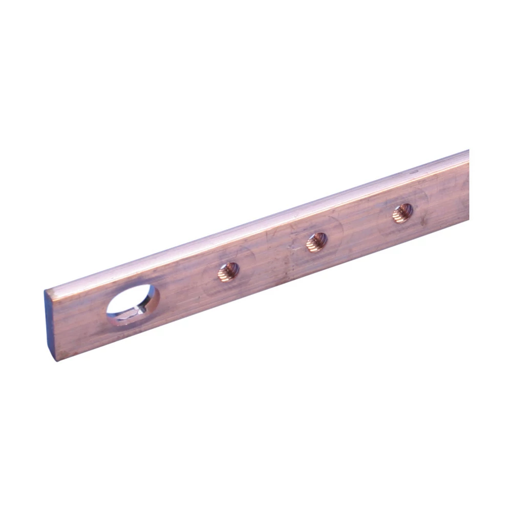 Product image for Erico 550220 Threaded Busbar With Fixing Slot, 0.79" x 0.2" x 38.98"