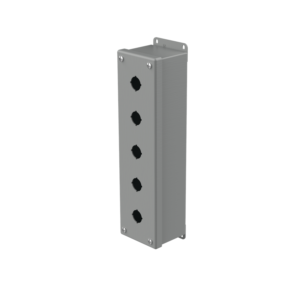 Product image for Hoffman E5PBG Pushbutton Enclosures, Type 12, 5PB x 22.5mm, Gray, Steel