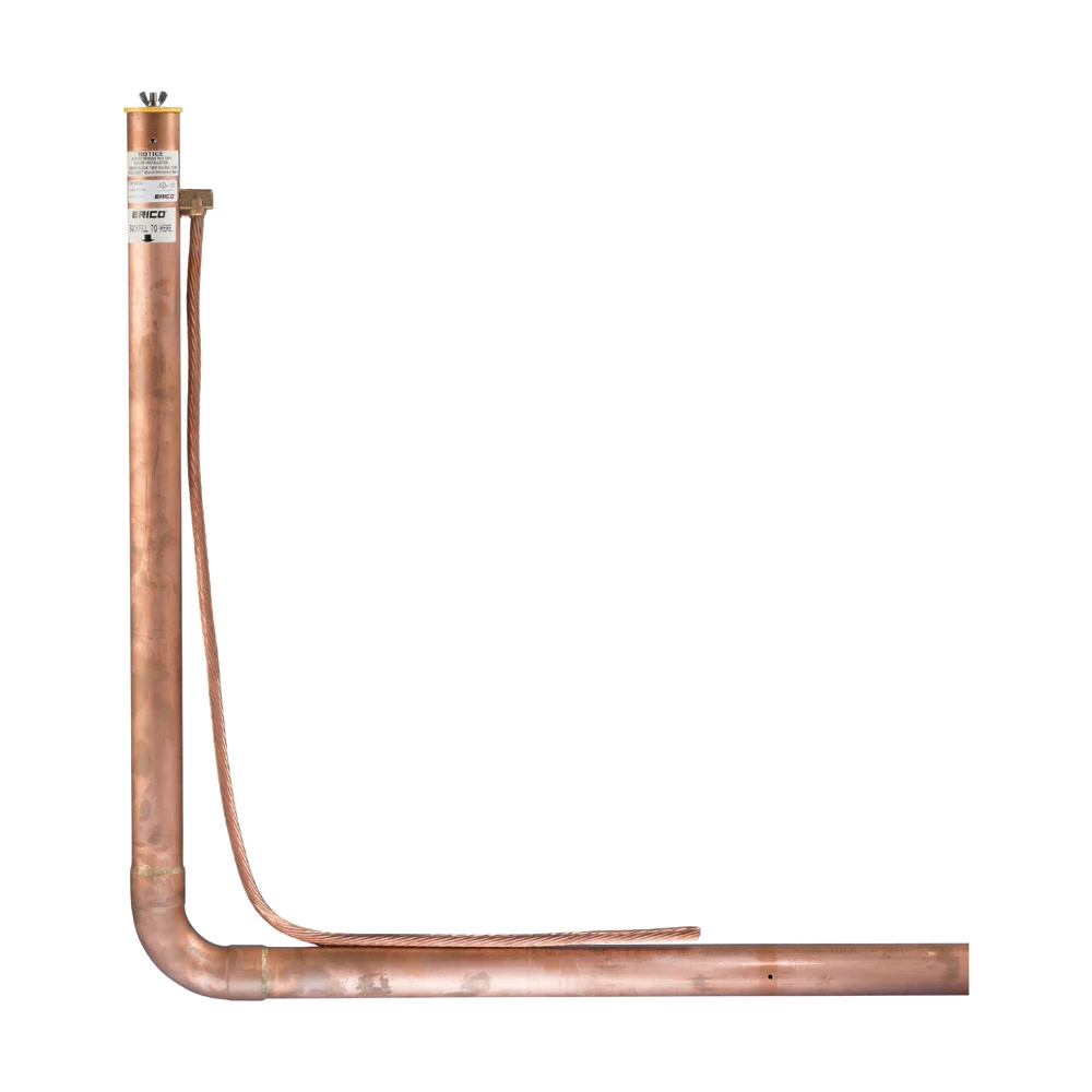 Product image for Erico ECRH102Q10D Chemical Ground Electrode, Horizontal/Down, 10' Electrode, 10' Pigtail, 32", 4/0 Stranded, Kit