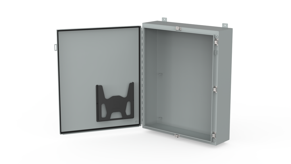 Mayer-DDS-Continuous Hinge Enclosure with Clamps LP Type 4, 20x20x8, Gray, Mild Steel-1